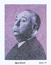 Alfred Hitchcock 16 x 20 inches. Acrylic on canvas board.